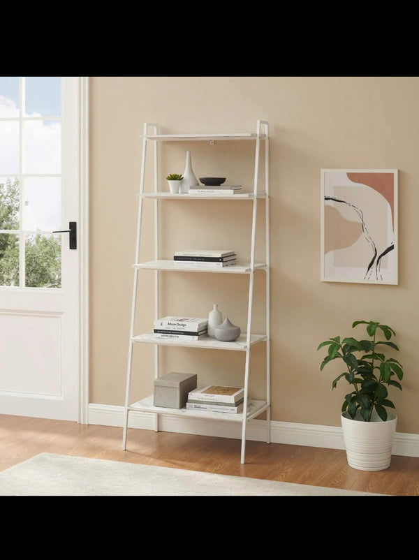 Arlo 72" Metal & Wood Ladder Bookshelf